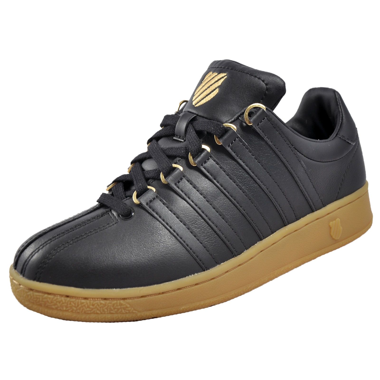 K Swiss Classic VN Vintage Mens Casual Retro Leather Trainers Black | eBay