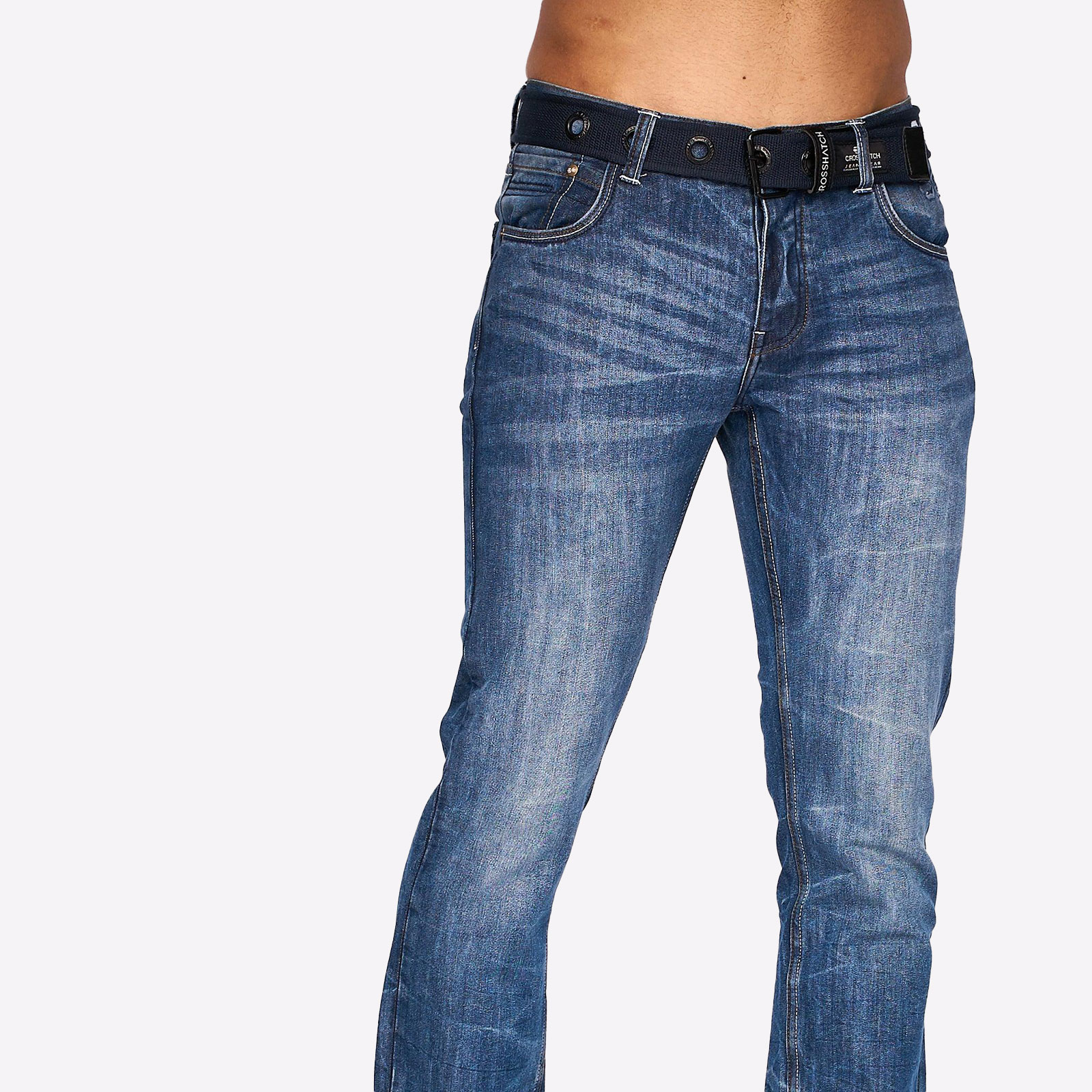Crosshatch New Embossed Techno Jeans Mens  - BTM-2948